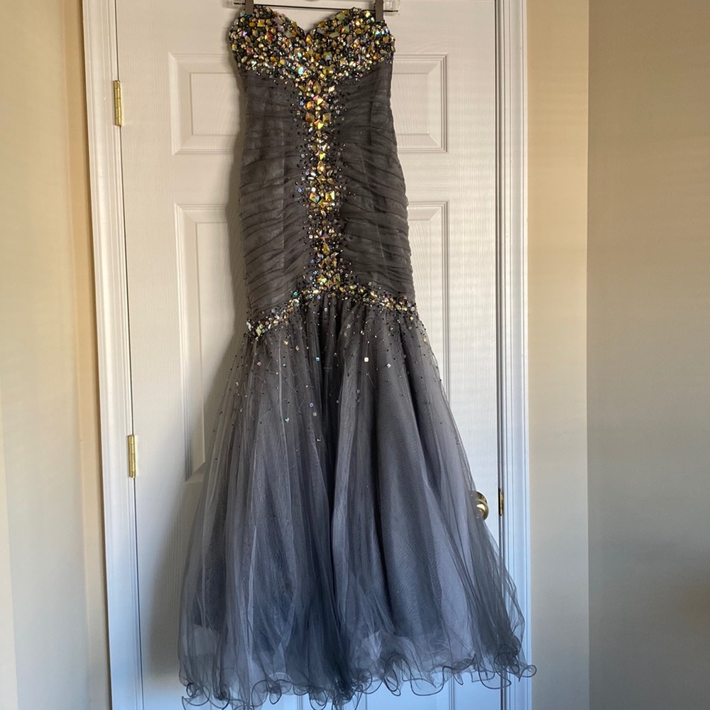 Jovani Strapless Beaded Mermaid Gown